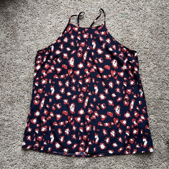 Renee C Sleeveless Blouse Top Womens Medium Animal Print Navy Blue Sleeveless - Picture 7 of 10